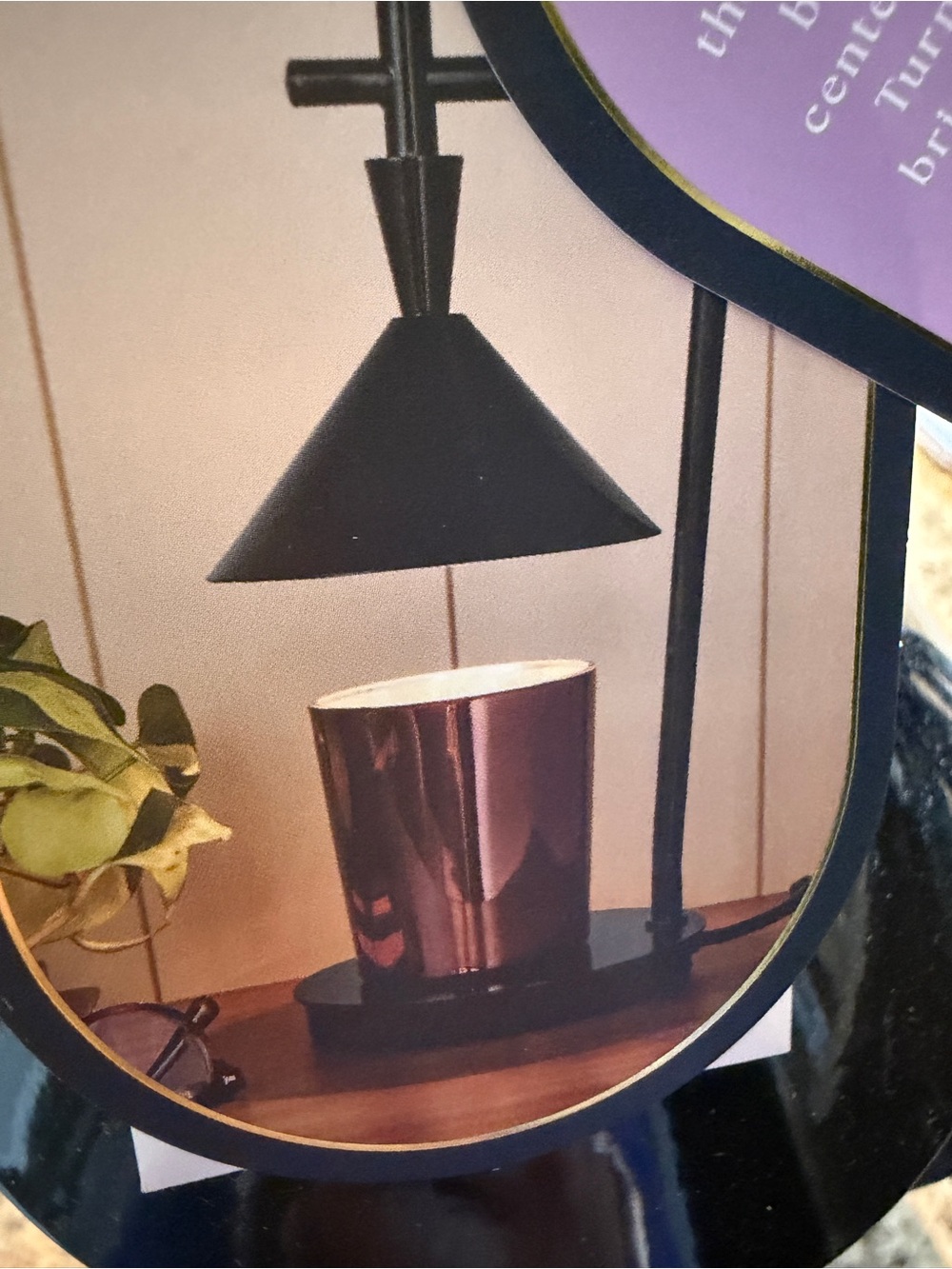 Threshold Black Metal Lamp with Bronze Candle Holder